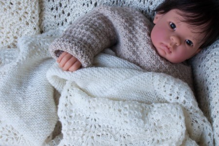 Handknit and handspun baby blanket and sweater